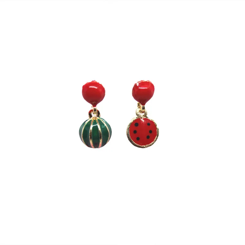 

S925 Silver Enamel Watermelon Hypoallergenic Earrings Funny Ear Jewelry Accessories Women's Fashion Personality Gifts