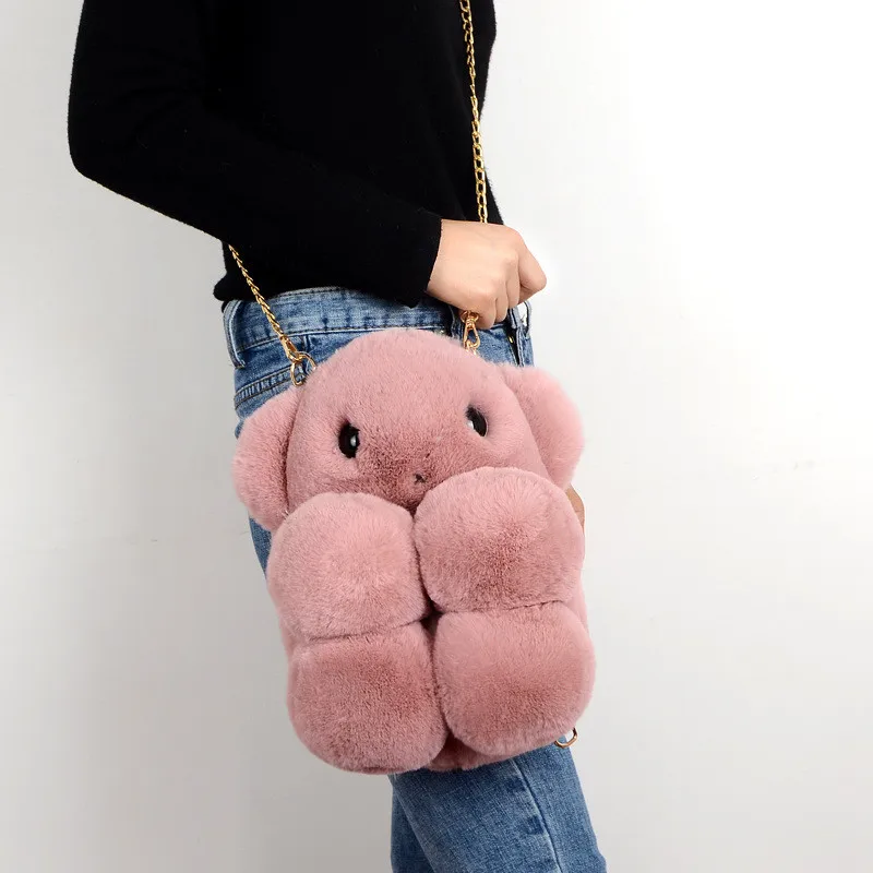 

Large Plush Women's Handbag New Cute Fashion Shoulder Bag Bear Soft Warm Bag
