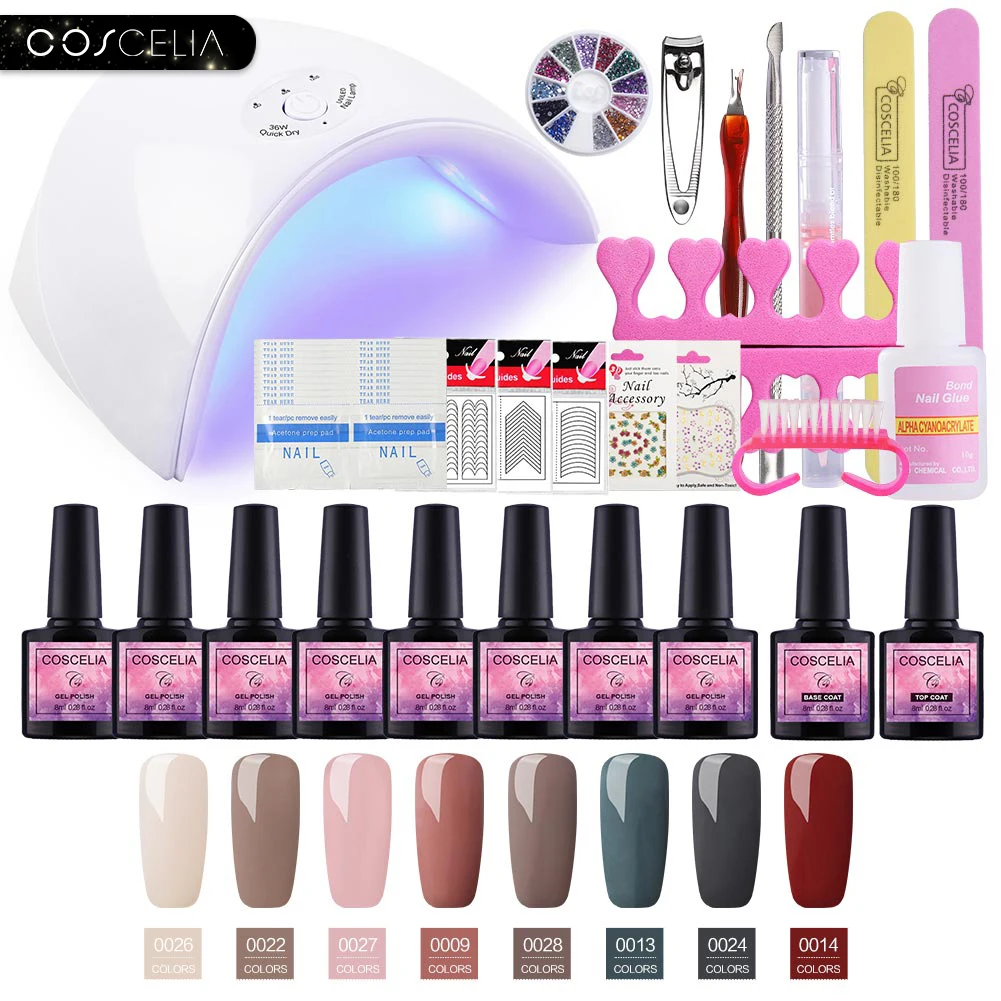 Набор лаков для ногтей набор отмачиваемый Гель лак УФ светодиодная лампа