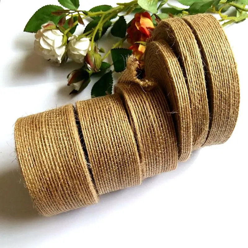 5/10yards/lot 6-38mm Natural Vintage Ribbons Jute Hessian Burlap Ribbon Rustic Weddings Belt Strap Floristry Party Handwork Cra - купить по