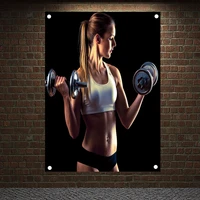 sexy fitness goddess motivational workout posters exercise bodybuilding banners wall art flags canvas painting gym wall decor