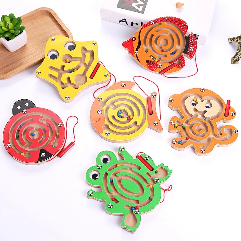 

Montessori Children Magnetic Maze Toys Kids Wooden Puzzle Game Toy Educational Brain Teaser Wooden Toy Jigsaw Intellectual Board