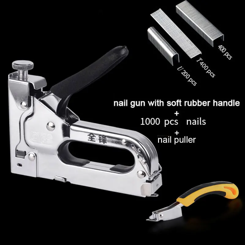 with nail puller2 Tranvon 3 в 1 ручной пистолет для ногтей сверхмощный стальной штапельный пистолет для крепления материала декоративные элементы для обивки столярных изделий - Цвет: with nail puller2