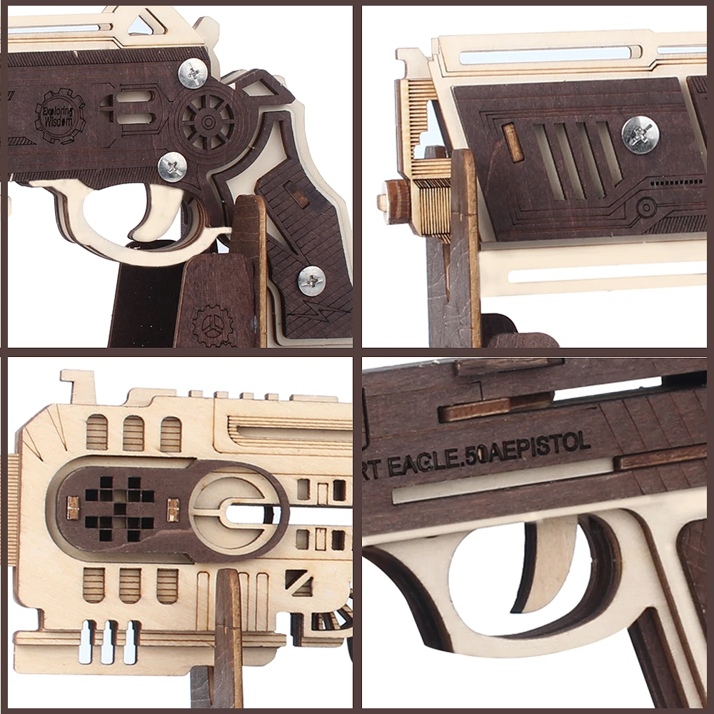 Игрушечные стебли деревянная модель оружия Резиновая лента пистолет в сборе