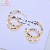178 6pcs 30mm 24k gold color brass round with small circle stud earrings high quality diy jewelry findings accessories
