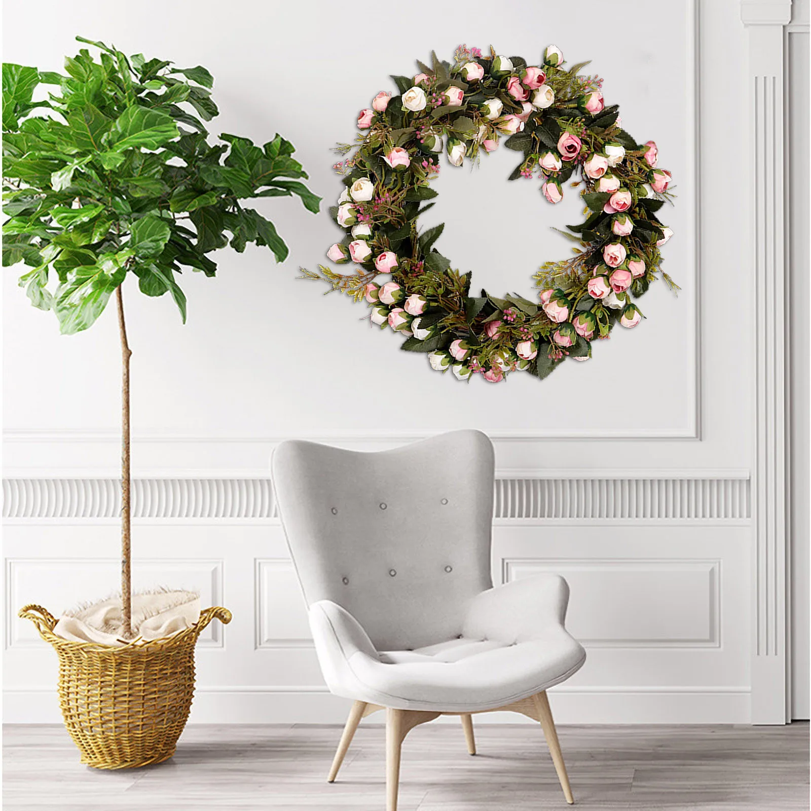 

home decor wedding decoration Valentine's Day Artificial Flower Rose Bud Vine Circle Decorative Rose Wreath valentines day