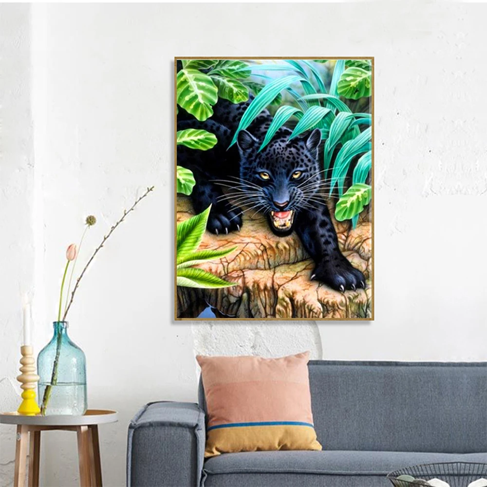 HUACAN картина по номеру леопардовые животные наборы для взрослых рисование на