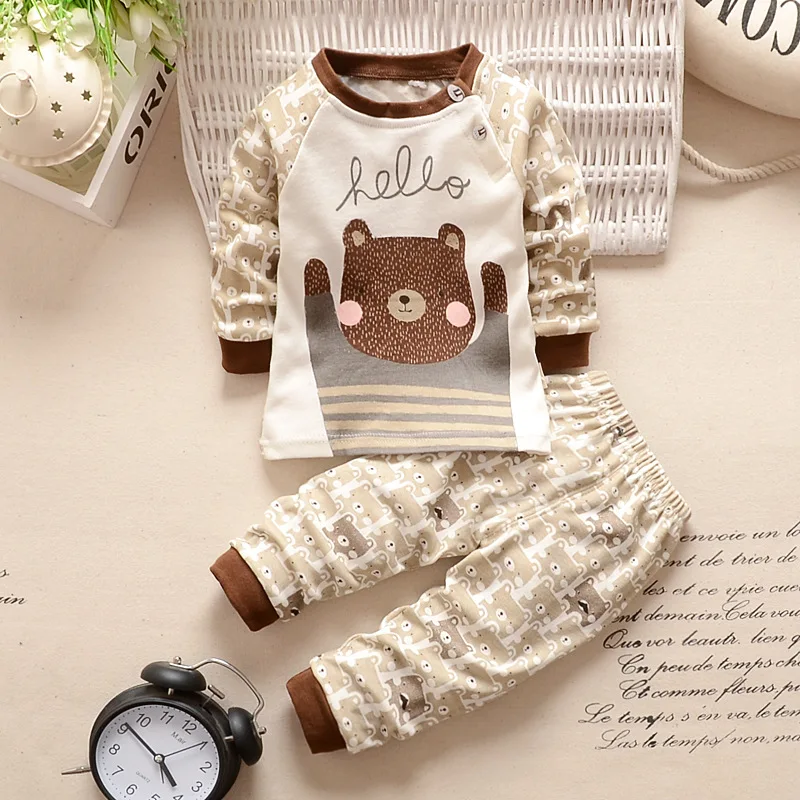 

Autumn Winter 2021 Baby Boy Girls Clothes Cotton Girl Clothing Sets Cartoon Long-Sleeved T-Shirt+Pants Infant Clothes 2pcs Suit
