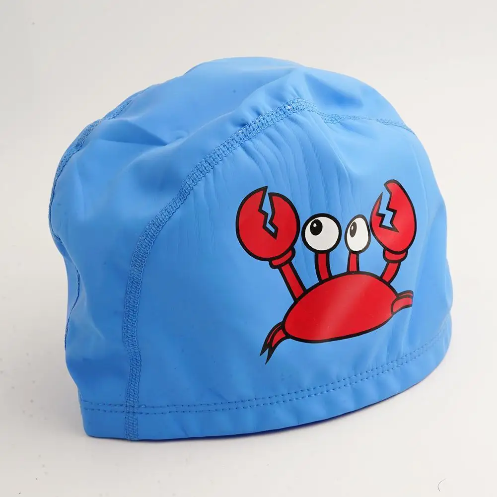 

Swimming Cap Coating Cute Crab Cartoon Pattern Children Comfortable Waterproof Ear Protective Swim Equipment Accessories