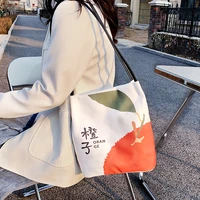 vreyme women casual canvas shoulder bags fashion printed pattern handbag large capacity cotton totes daily foldable shopping bag