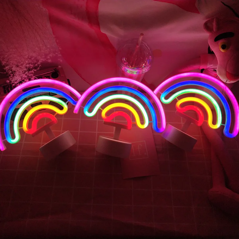 Rainbow Unicorn Neon LED Night Lamp for Girls Bedroom - Warm Night Light and Room Decoration - 3D Acrylic Table Desk Lamp - Perfect Gifts image 2