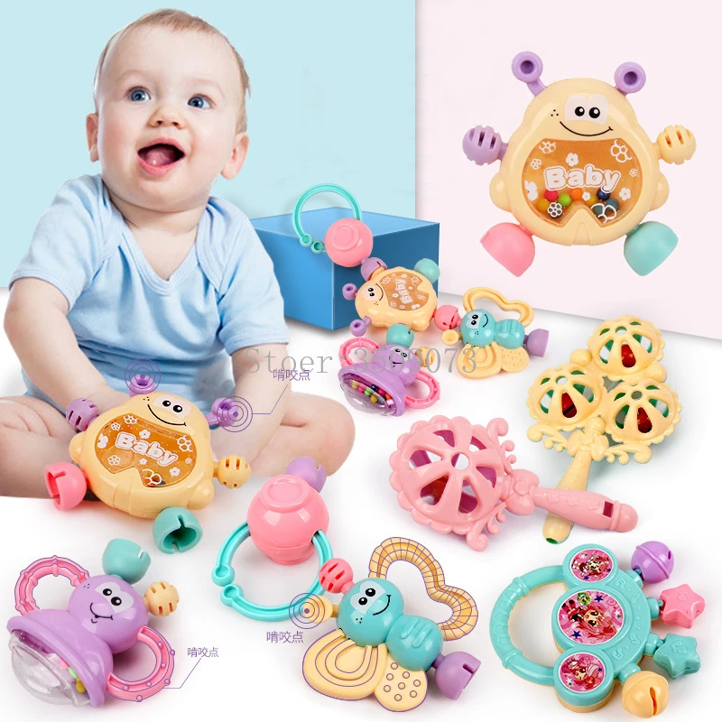 

5-13 PCS Set Baby Teether Rattles Toy Jingle Bells Baby Toys 0-12 Months Newborn Hand Hold Shaking Bell Baby Rattles Teether Toy