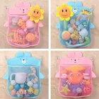 Сетчатая Сумка на присосках для ванной комнаты, детская корзина для игрушек, Мультяшные животные, тканевый мешок для хранения игрушек из песка с крючком