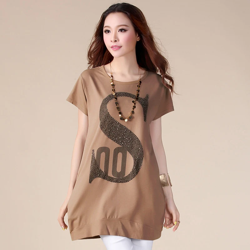 Летняя хлопковая Футболка большого размера женская футболка с коротким рукавом