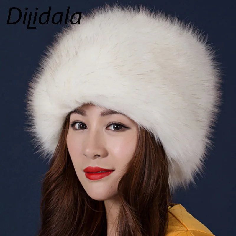 Dilidala Новая женская зимняя шапка для женщин, Высококачественная шапка из искусственного меха лисы, теплая Модная шапка, зимние шапки для женщин