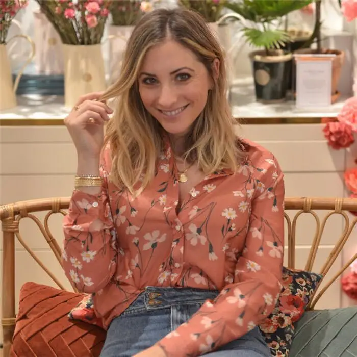 CAMIA 30% шелковая женская блузка с принтом маленьких ромашек длинным рукавом милые