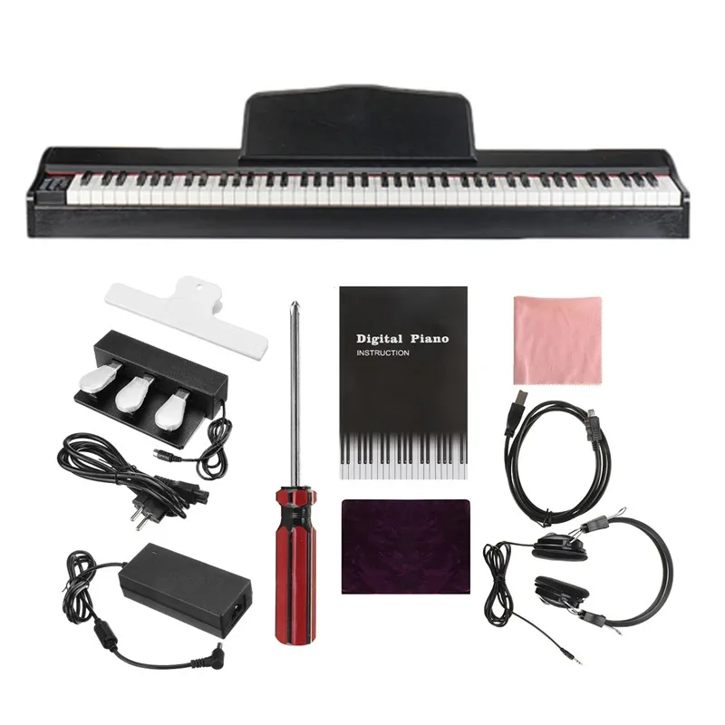 

HAIBANG DL-200 Full Pack 88-key Heavy Hammer Keyboard 128 Polyphonic Electric Piano with Headphones Musical Gift Early Education