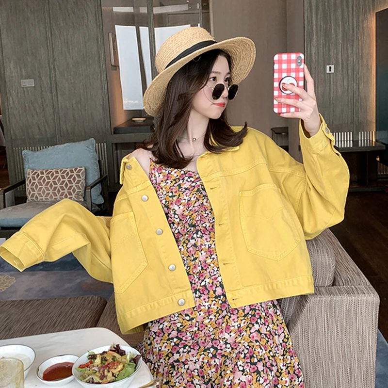 

Spring and autumn women's new jacket clothes fashion western style short denim jacket loose and thin long-sleeved top S-XL