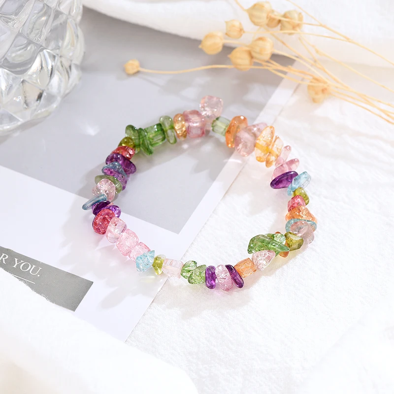 2019 Модный женский браслет с натуральными цветными кристаллами | Украшения и