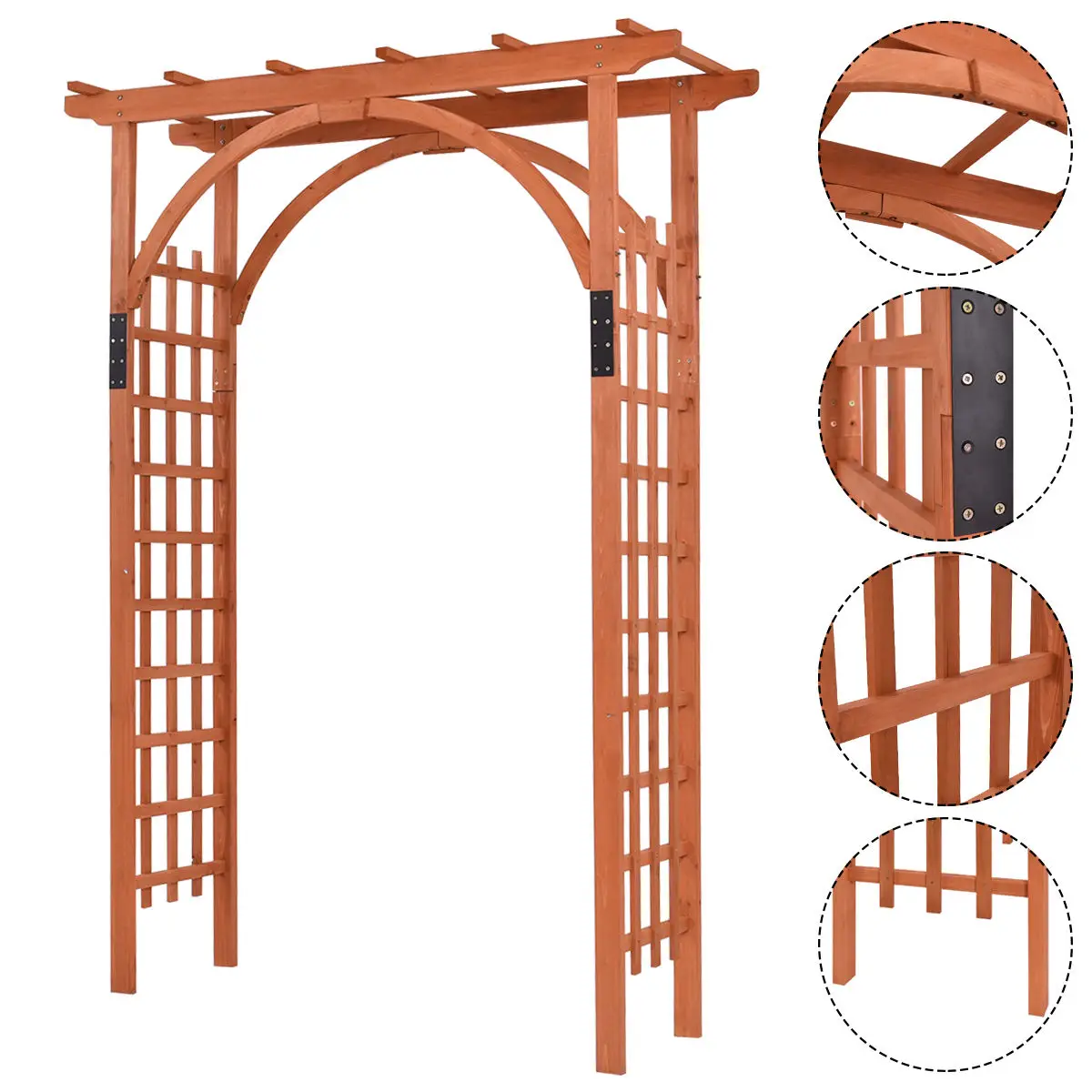 

Costway Premium Outdoor Wooden Cedar Arbor Arch Pergola Trellis Wood Garden Yard Lattice OP70522
