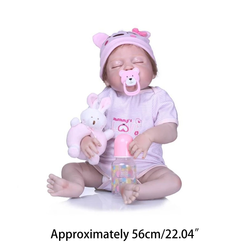 

22 inch 56cm Lovely Reborn Baby Girl Dolls Toddler Realistic Silicone Doll Toy G88E