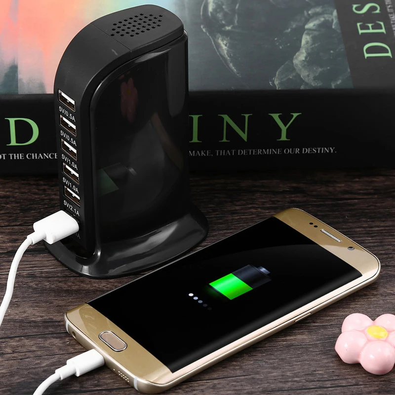 

ZL Universal Multi 6 Poort Snelle USB HUB Charger Quick Charge Charging Dock Station Multiple Travel Adapter Stopcontact