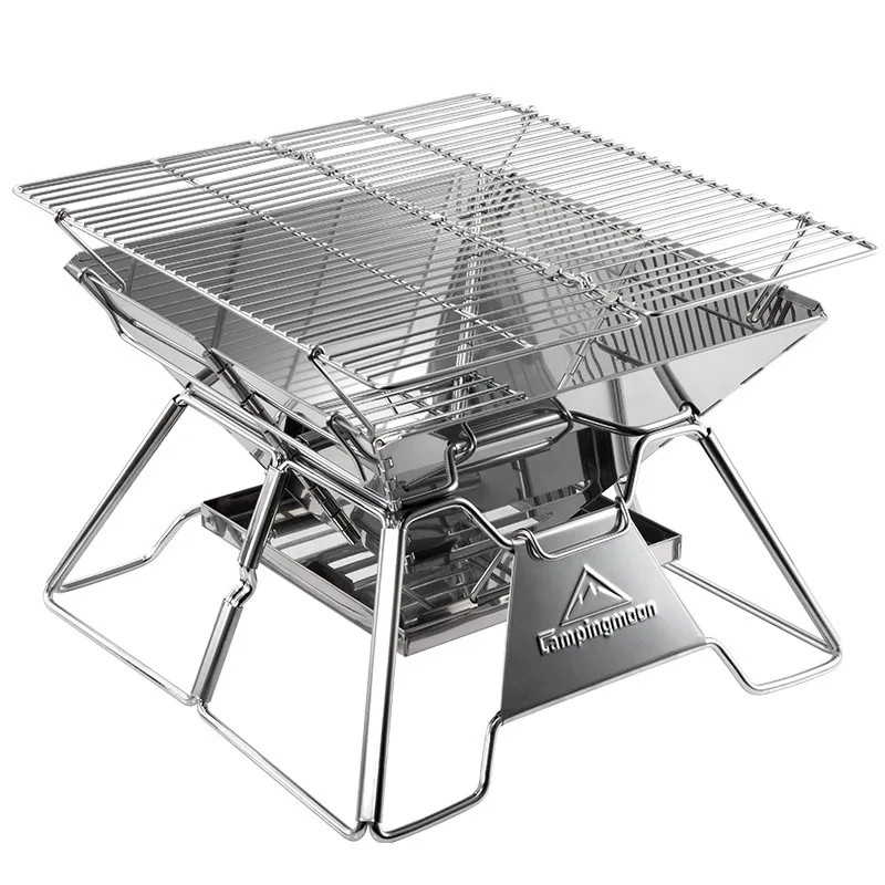 

Stainless steel folding portable grill, grill, camping picnic barbecue set