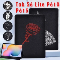 tablet case for samsung galaxy tab s6 lite 10 4 2020 p615 sm p610 sm p615 pu leather print pattern cover free stylus