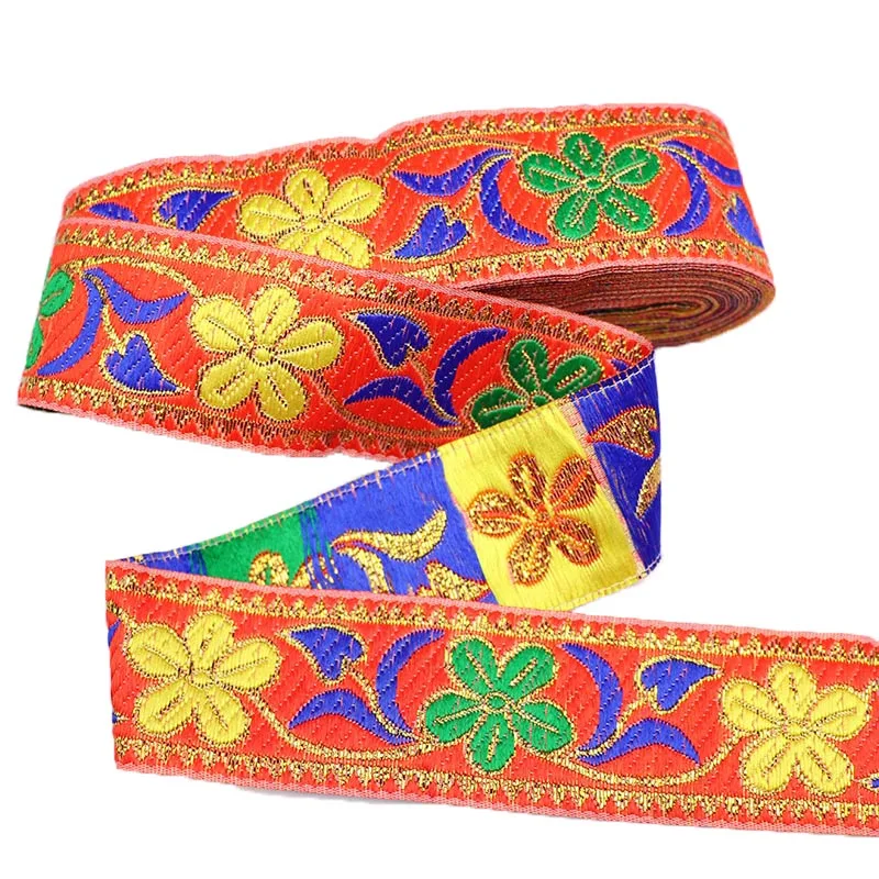 7 ярдов 3 см вышитые жаккардовые ленты с цветочным узором тканая кружевная