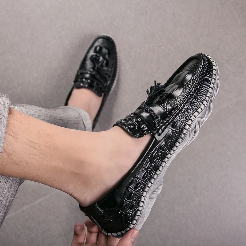 Мужская повседневная обувь с крокодиловым лицевым покрытием Роскошная
