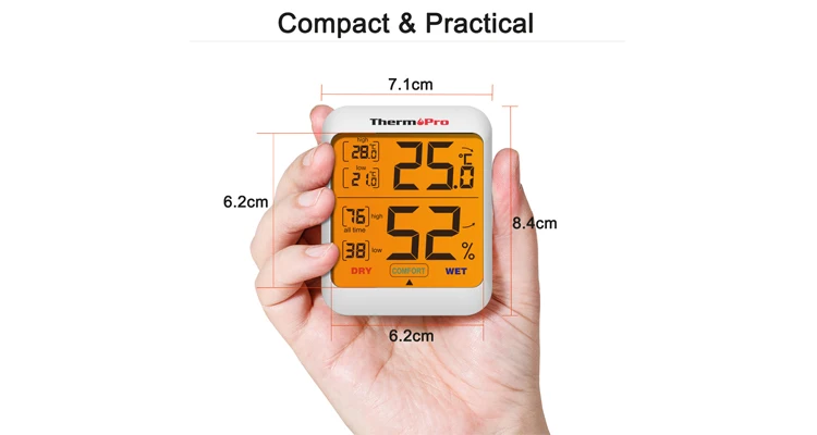 Thermopro TP53 Термометры и гигрометры влажность Цифровая метеостанция комнатный термометр с подсветкой ЖК-дисплей