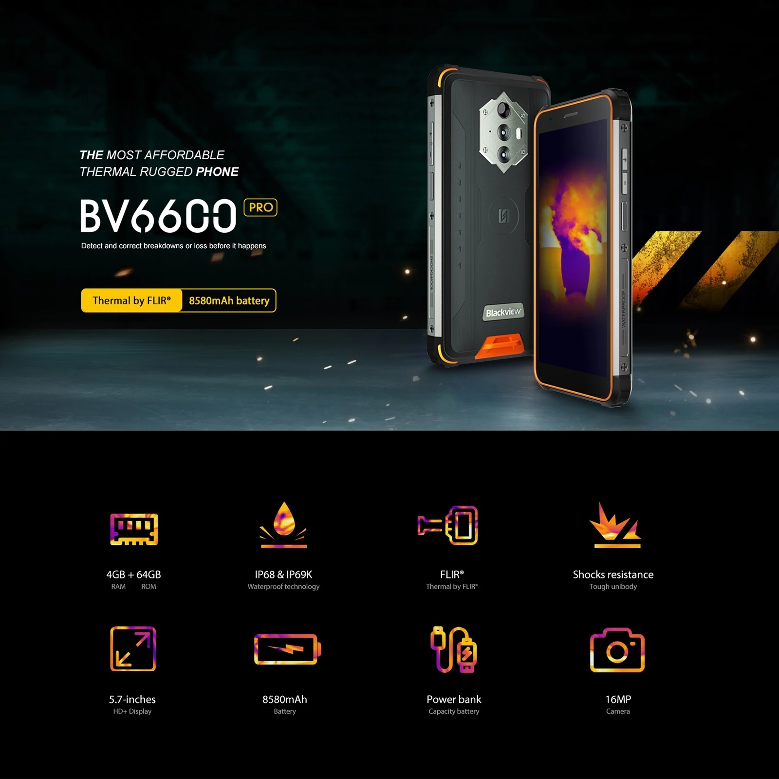 Смартфон Blackview BV6600 Pro 4 + 64 ГБ экран 5 7 дюйма Helio P35 восемь ядер Android 11 NFC | Мобильные