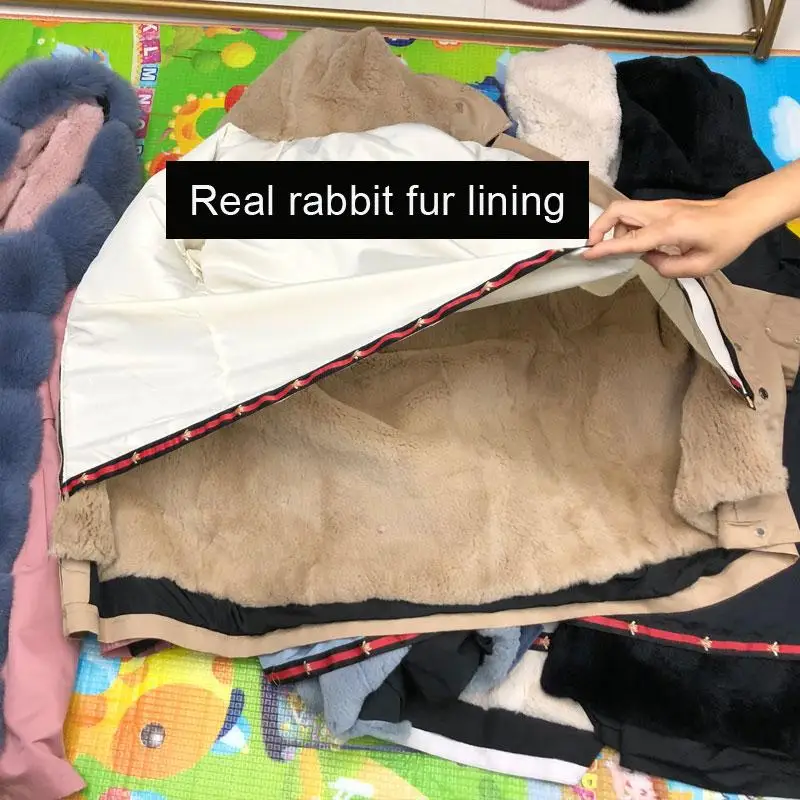 

ZITY 2020 Womens Winter Jackets Real Fox Fur Fur Collar Hooded Fur Parka Real Rabbit Fur Lining Warm Winter Coat