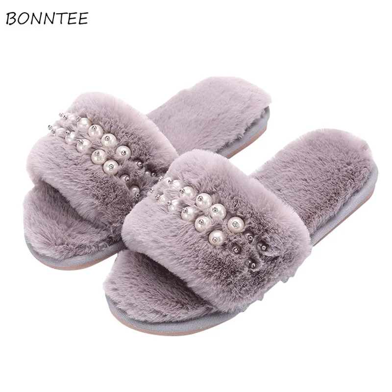 Зимние тапочки женские модные милые домашние на толстой подошве с искусственным