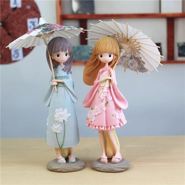 Красивая девушка из смолы в японском стиле кукла для домашнего декора или