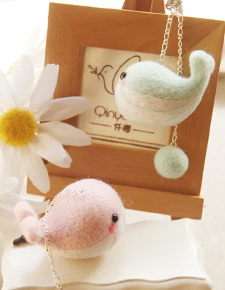 Пара китов мультяшный набор шерсть вышивка войлок игла для валяния брелок