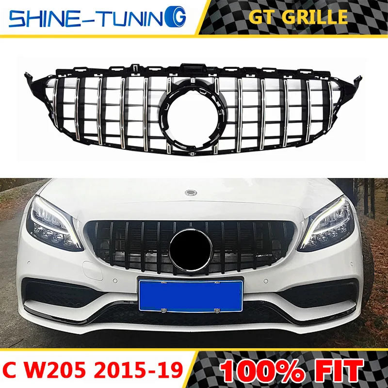 Подходит для mercedes New C class W205 GT R GTR Grill 2019 C180 C200 C250 C300 без эмблемы 2015 19 с/без камеры