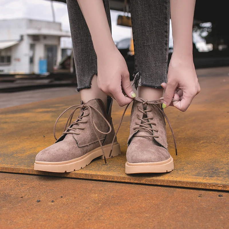 Женские ботинки мартинсы LZJ весна 2019 новая женская обувь замшевые женские в