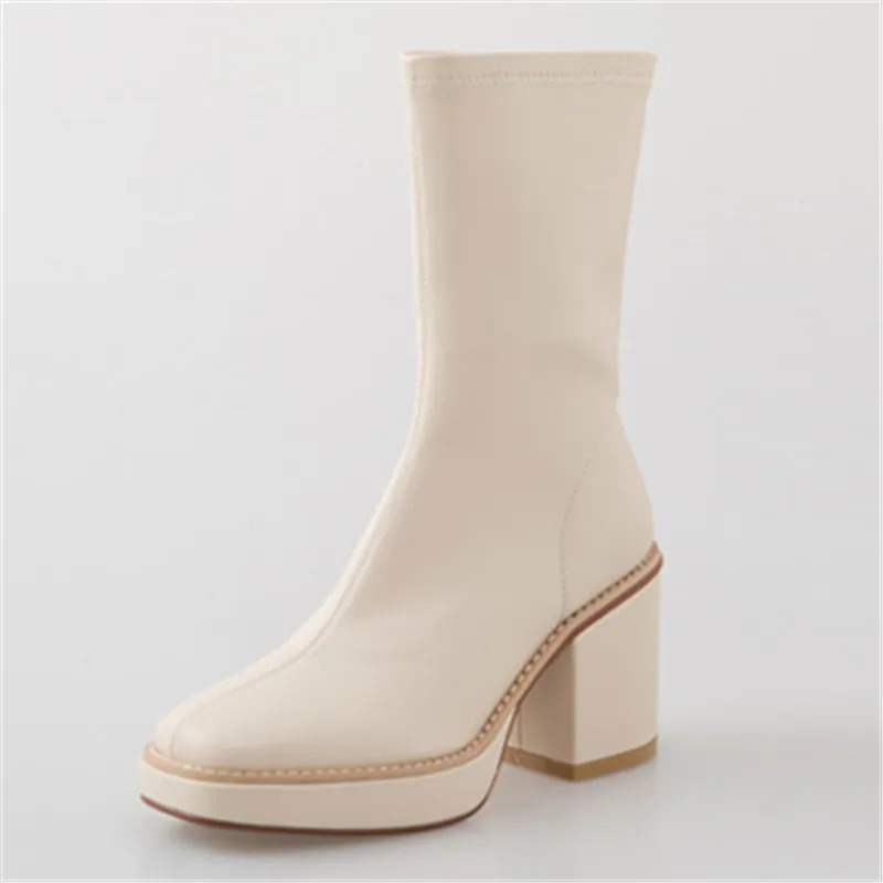 

ASUMER 2020 newest elastic pu ankle boots women thick heel platform shoes zip autumn winter European Style short boots woman