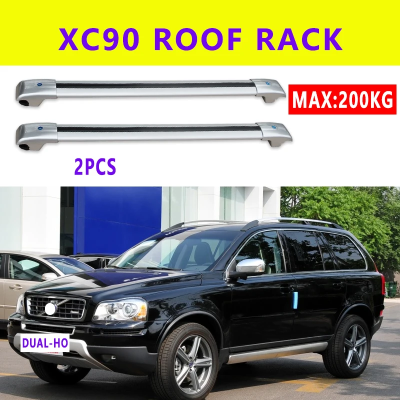 

DUAL-HO 2Pcs Roof bars For VOLVO XC90, 5-dr SUV, 2002-2014 2008 257 SUV Aluminum Alloy Side Bars Cross Rails Roof Rack Luggage