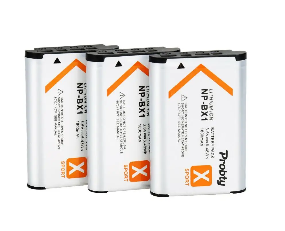 PROBTY для sony NP-BX1 npbx1 np bx1 Батарея для sony FDR-X3000R RX100 AS100V AS300 HX400 HX60 AS50 WX350 AS300V HDR-AS300R FDR - Цвет: 3 Pcs Battery