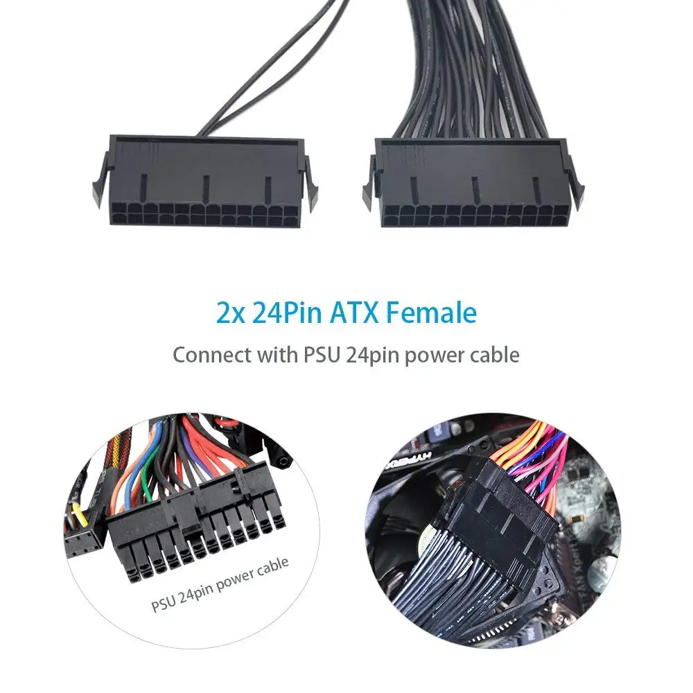 ATX 24Pin 2 Dual Molex PSU шнур питания адаптер материнской платы кабель стартер удлинитель