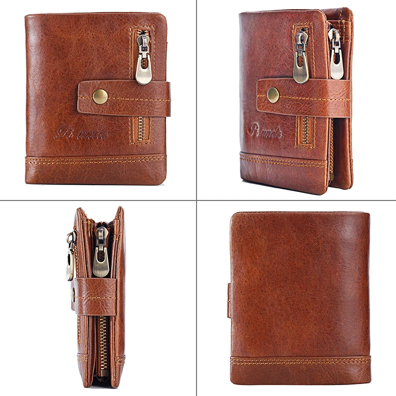 Брендовые мужские кошельки PIUNCLE Rfid Ретро стиль кожа мягкая двойная молния