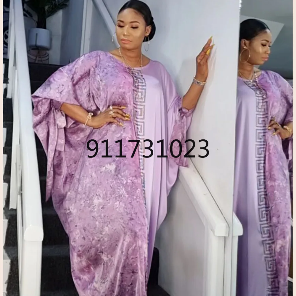 African Dashiki Dress Print Silk Beading Abaya Loose Bandage Maxi Bazin Vintage Long Sleeve Robe Gowns Africa Sexy Lady Party |