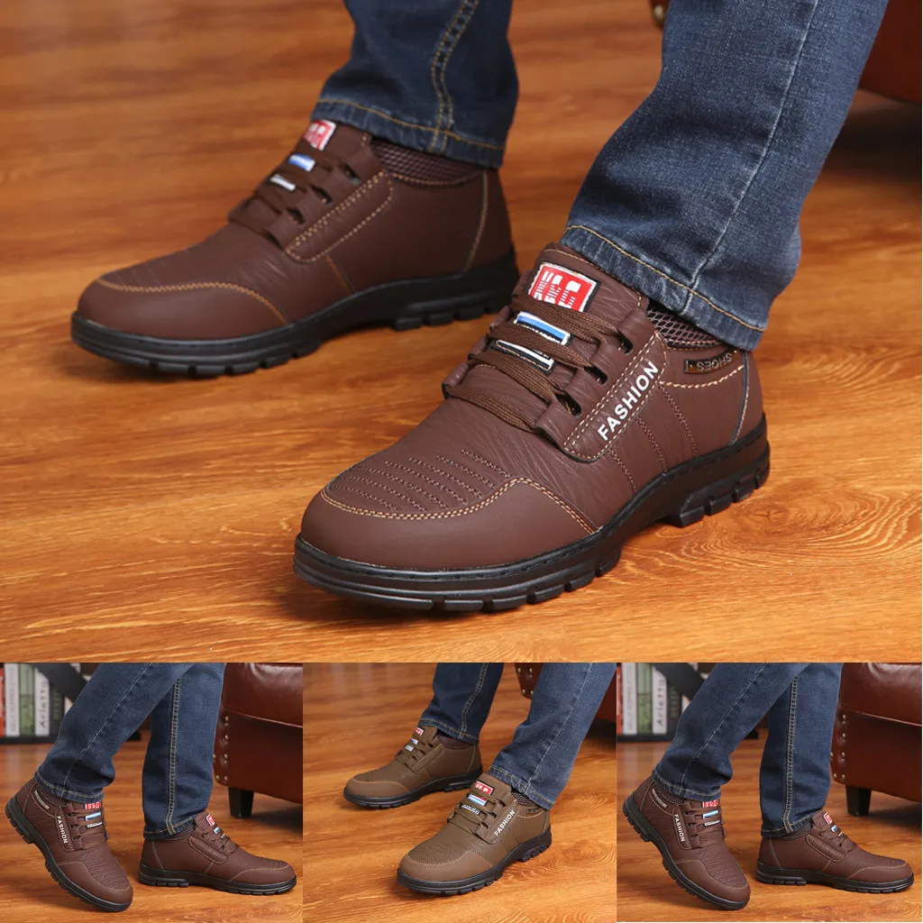 Мужская повседневная обувь; модная зимняя обувь; zapatillas hombre; теплая зимняя обувь из хлопка; обувь с мягкими вставками для папы; нескользящая обувь на высоком каблуке со шнуровкой
