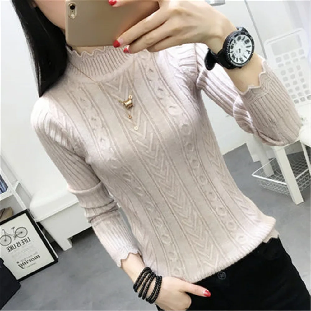 2020 корейский осенне-зимний свитер Женская водолазка облегающая блузка с длинным