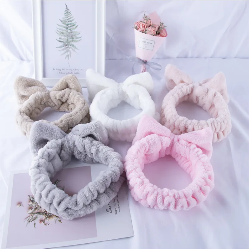 Новое письмо "OMG" Повязки для женщин Flannel Мягкий Лук Повязки Девушки мыть лицо turban Симпатичные эластичные головные уборы аксессуары для волос