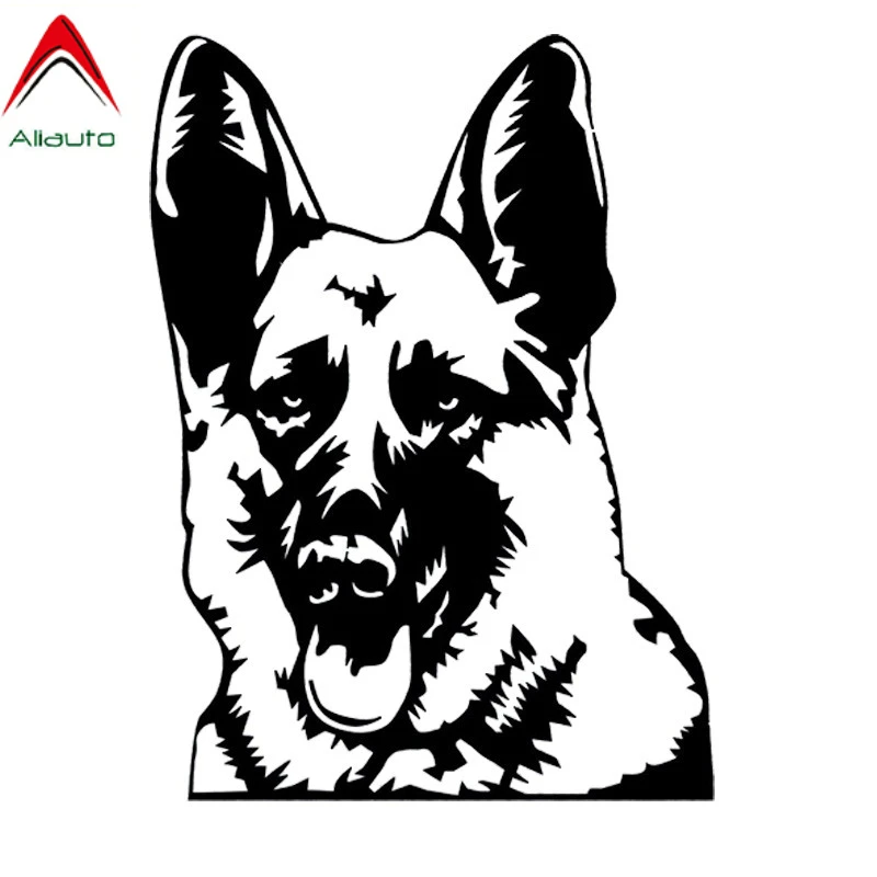 

Aliauto Personality Car Stickers German Shepherd Dog Vinyl Reflective Decal Automobile Accessories Black/Silver,16cm*11cm