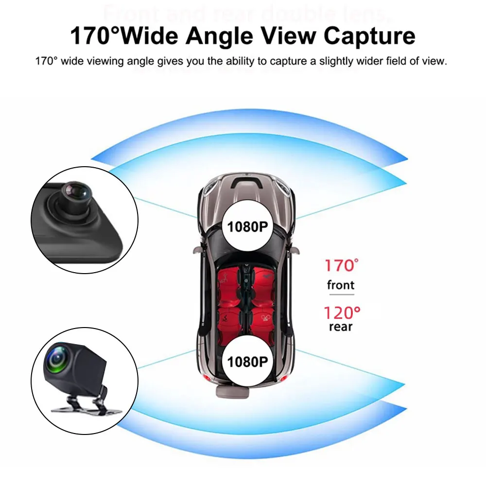 

Car dvr Dual Lens Rear View Camera 12" IPS touch screen 1080P Dash Cam Streaming Media Night Vision Dash camera
