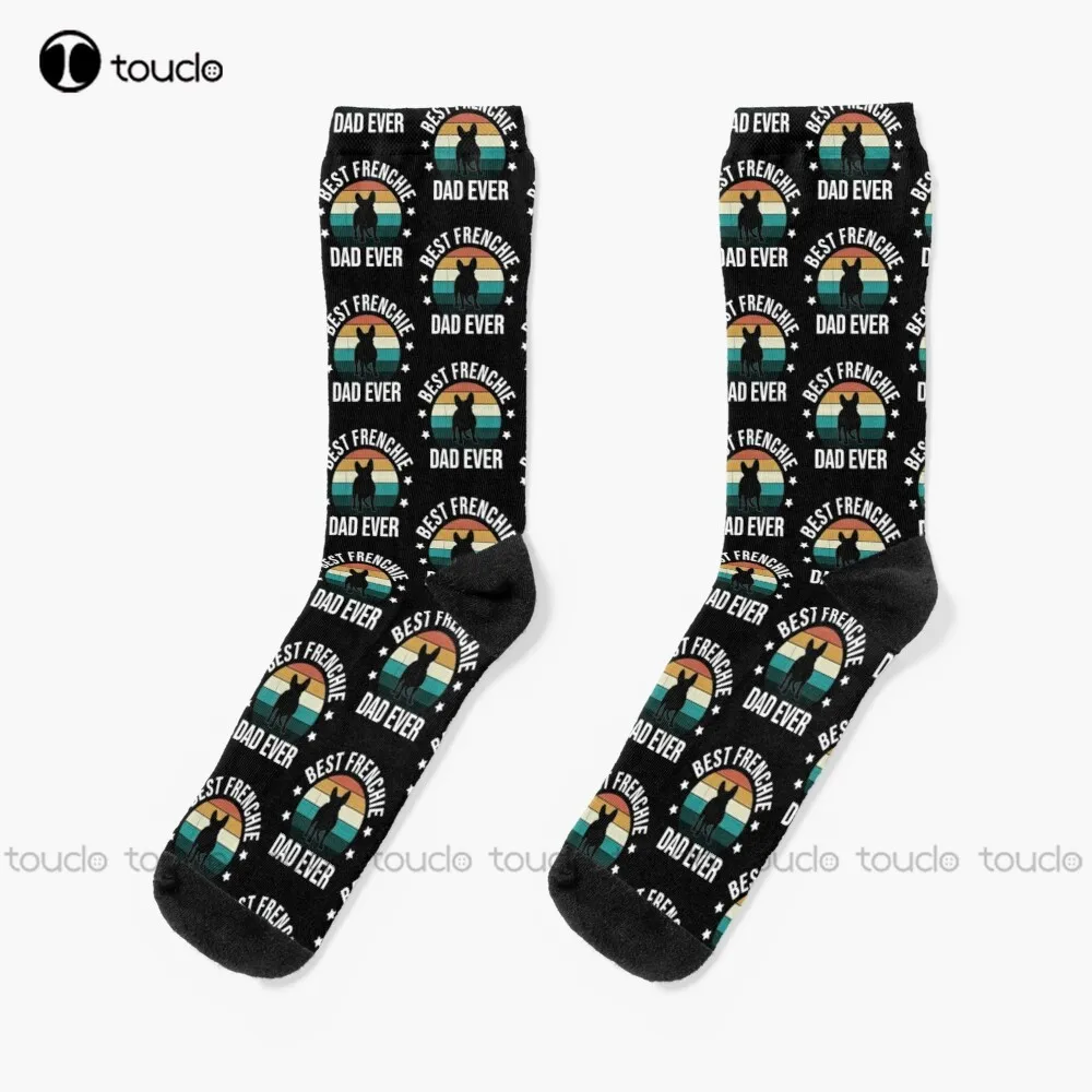 

Best Frenchie Dad Ever - Great French Bulldog Owner Gift Idea Socks Navy Soccer Socks Christmas Gift Custom 360° Digital Print